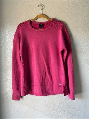 Reebok Women's Scoopneck Pullover Sweater Hot Pink Sz S Comfy Casual Cozy